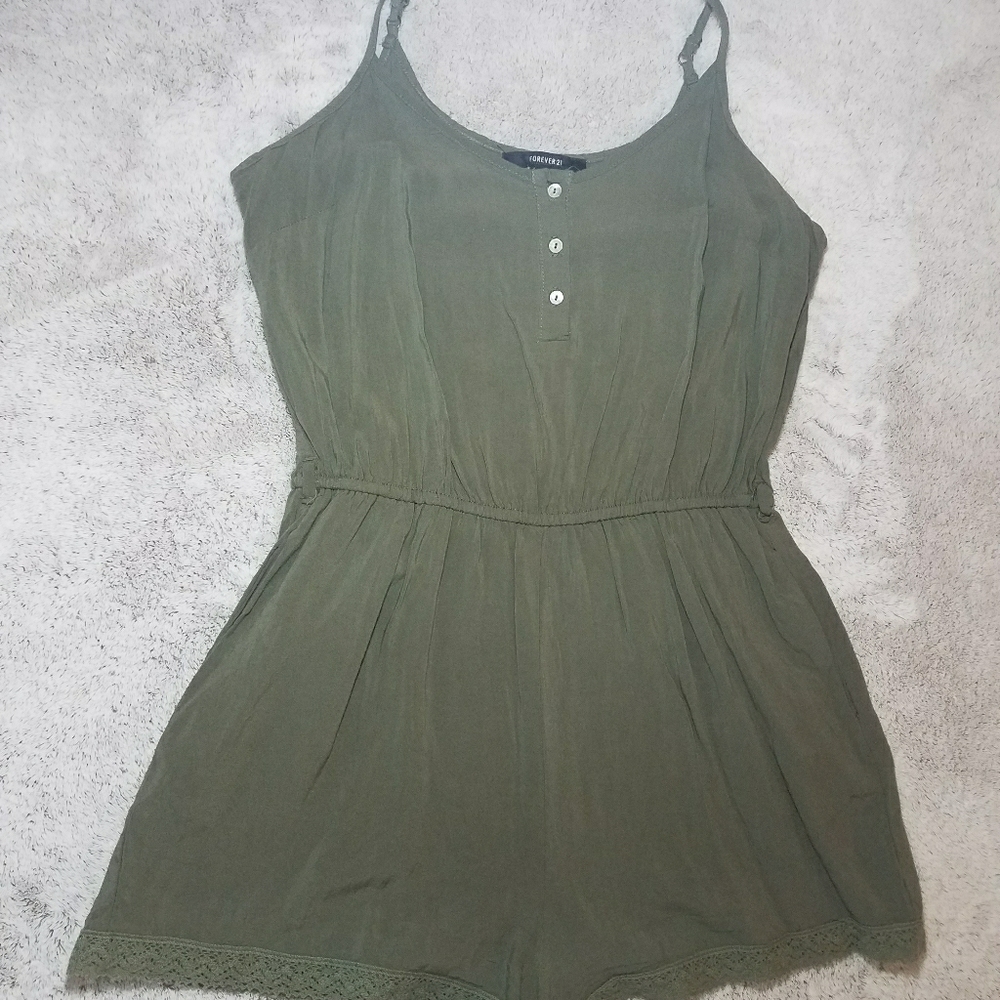 Olive Green Forever21 Romper w/adjustable straps
